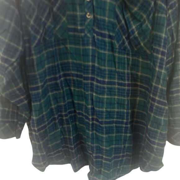 Torrid size 3, the Harper plaid, blue and green long sleeve blouse - Picture 3 of 6